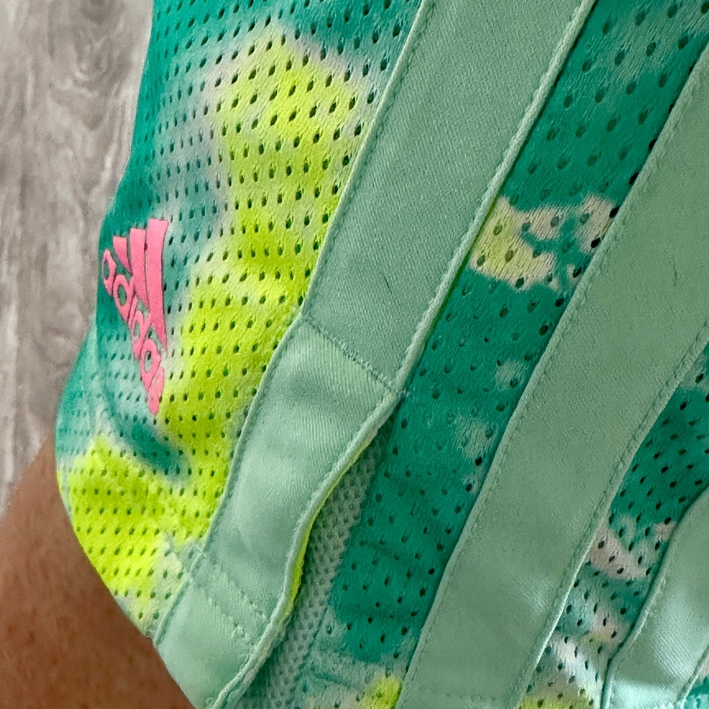 Adidas Turquoise and Lime Tie-Dye Shorts - Picture 12 of 17